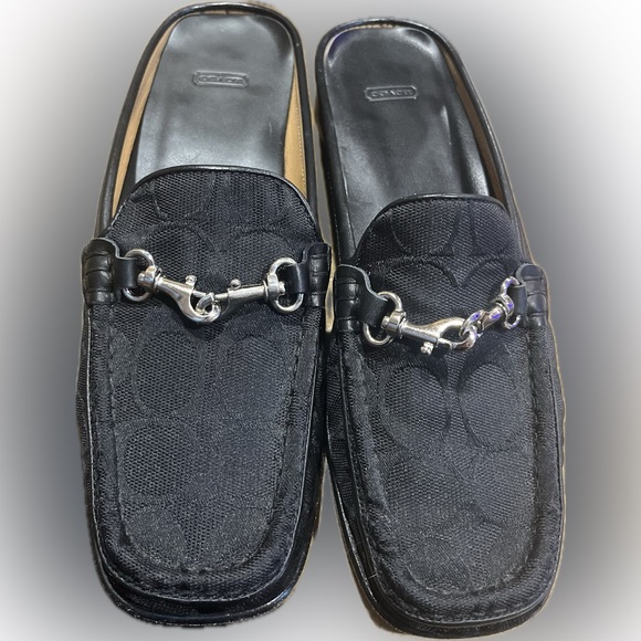 Coach Black Mules with Silver Accent Buckle sz 7 - Picture 2 of 6